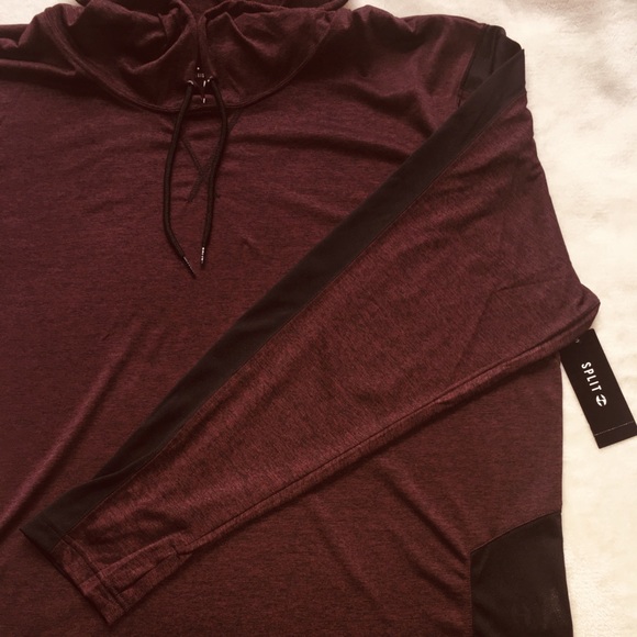 SPLIT GUYS’ ATHLETIC HOODIE 2XL COLOR: BURG/RED - Picture 4 of 8